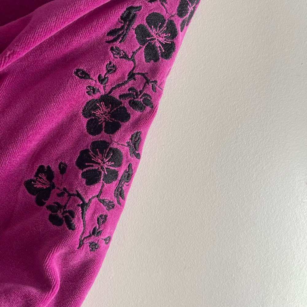 Forever 21 Girls 3/4 Length Sleeve Fuchsia and Black Hoodie - Size 5/6 - Picture 5 of 9